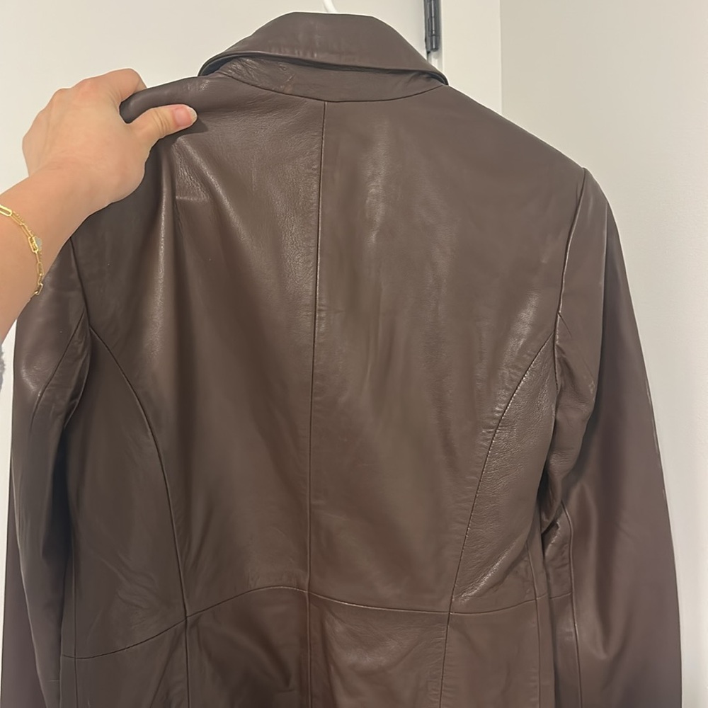 Reformation Veda Brown Lamb Leather Trench Coat Jacket Size S Small - Picture 7 of 11